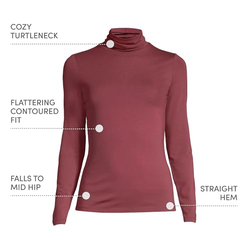 Image of Lands' End Women's Jersey Knit Turtleneck | Cotton and Rayon Modal Blend, Fitted, Self-Fabric Neck, Mid-Hip Length, Layering, Petite and Plus Sizes