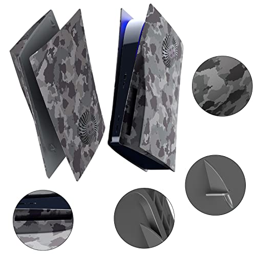 Image of Face Plate Cover Shell with Cooling Vents for PS5 Disc Edition Console FacePlate, Accessories Compatible with PlayStation 5 Protective Replacement Panels (Gray Camouflage)