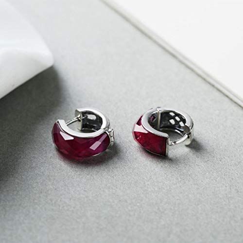 Pendientes de plata 925 con rubí retro de MIYUAN elegantes 4