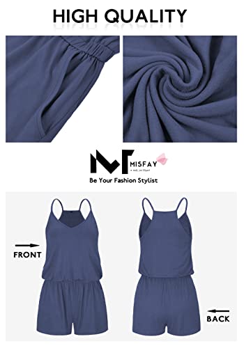 Image of MISFAY Womens Summer Loose V Neck Spaghetti Strap Short Jumpsuit Rompers 2026