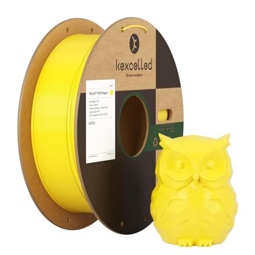kexcelled Rapid PETG Filament 1.75mm Yellow PETG High Speed Up to 400mm/s 3D Printer Filament 1kg,Highly Fluid Fast Printing,Fit Most FDM Printers