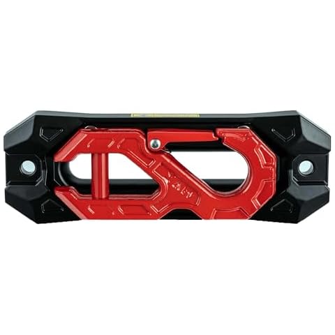 SINOKING Winch Fairlead with Tow Hook, Aluminum Hawse Fairlead with Grade 80 Forged Steel Winch Hook, 45000lb Break Strength Winch Fairlead Hook Set for Off-Road Vehicle Recovery, Black and Red Cover