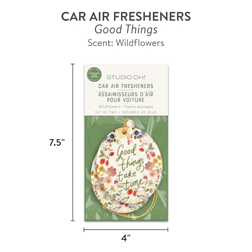 Image of Studio Oh! Good Things Set of 2 Hanging Car Air Freshener, Long-Lasting Fragrance, Odor Eliminator, Scented Car Accessory for Auto Interior, Decorative Air Freshener, 4 x 7.5 in