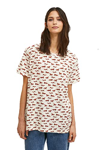 Compania Fantastica FA21SEV18 - Camiseta de manga corta con estampado animal de zorro, Óxido crema, 42