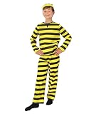 deguisement dalton femme DÉGUISEMENT COMPLET : Cet ensemble comprend une chemise à rayures jaunes et noires, un pantalon assorti et un calot, offrant un look de prisonnier authentique et très amusant pour votre enfant.