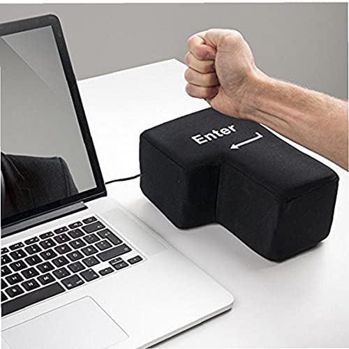 Tecla Enter Almohada, USB Super Sized Gran tecla Enter Almohada del alivio de tensión Vent herramientas de oficina de escritorio de la siesta almohadas creativo teclado muñeca de juguete (Negro) Cover