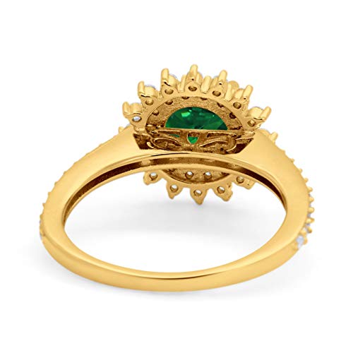 Blue Apple Co. Halo Starburst Flower Wedding Engagement Ring Round Simulated Cubic Zirconia 925 Sterling Silver3