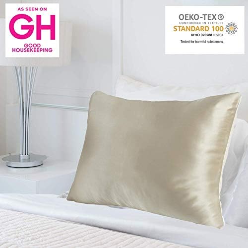 MYK Silk 25 Momme Luxury Mulberry Silk Pillowcase, Oeko-TEX Certified, Hypoallegernic, Hair and Skin Care, Curly Friendly Essentials, Light Blue, Standard…