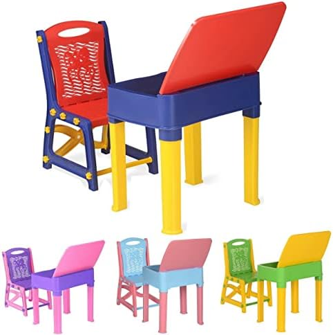 A406 Kids Study Desk Study table and chair set Junior's Toddler study chair and desk for children boys and girls gift set (Light Blue)