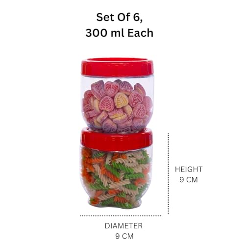 Image of 250ml Transparent Plastic Container & Jar Set for Kitchen Storage Dabba Set for Dry Fruits, Spices, Herbs & Dry Masala |Small Storage Boxes for Hotels, Restaurants, & Cloud Kitchens Set of 6