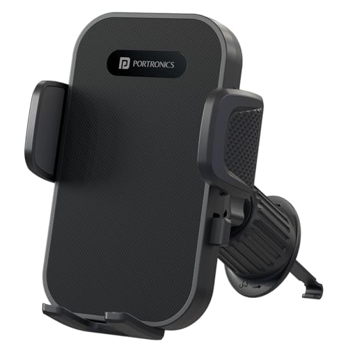 Portronics Clamp Y Adjustable Air Vent Smartphones Mobile Holder for Car with 360° Rotational, One Click Release Button, Compatible with 4.8 to 6.8 in