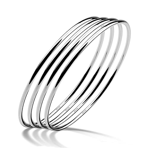 H&Beautimer 925 Sterling Silver Bracelet for Women’s Italian Handmade Solid Bangle 2/3/4/5/6/7 Set Rose Gold Fine Jewelry With Gift Box