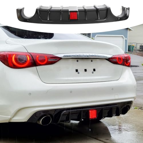 Rear Diffuser Compatible with 2018-2024 Infiniti Q50 W/LED Brake Light Rear Bumper Lower Lip Splitter Exterior Accessories by Generic - Used condition - CA$116.25