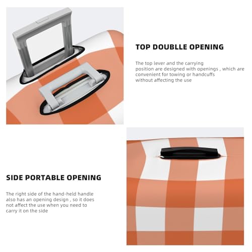 Spandex Travel Luggage Cover,Orange And White Plaid Suitcase Protector Bag Dust-Proof Washable Suitcase Cover4