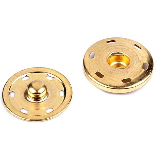 BIG-SAM - 30mm Druckknöpfe | 5 oder 10 Paar | 30mm Durchmesser | silberfarbend | Nicht magnetisierendes Metall | zum annähen (Gold, 5)