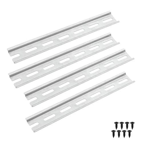 Offgridtec 4teiliger Aluminium-DIN-Schienen-Satz für Elektroverteilungen 35×7 5×1 2 mm Top-Hat-Profil 4x20 cm Schienen & 8 Schrauben für Leitungsschutzschalter Klemmen & Steuerungsfelder