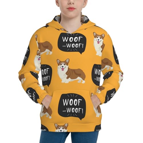 Corgi Kid Hoodies Boys Sweatshirts Girls Pullover with Pocket