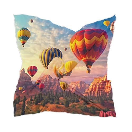 Hot Air Balloons Silk Scarf Women's Fashion Square Satin Headscarf Neck Scarf Head Hair Wraps 23.6 Inches