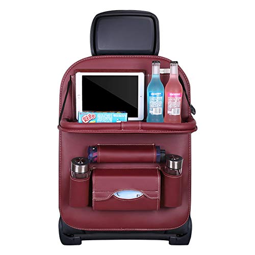 Sac de rangement pliant pour siège d'auto bordeaux avec porte-gobelet