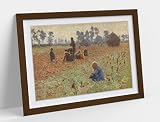 CANVAS MONKEY Emile Claus – Gathering Grain Superbe impression murale encadrée – A3 – Cadre en noyer