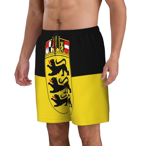 Flag of The State of Baden-Württemberg Men Beach Pants â€“ Swim Trunks for Men,Quick-Dry and Comfortable, Suitable for Beach, Surf, and Everyday Wear Black2