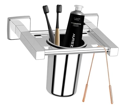 Image of Plantex (Primax) Square Stainless Steel Tooth Brush Holder /Tumbler Holder /Bathroom Accessories - (Chrome) - Pack of 1