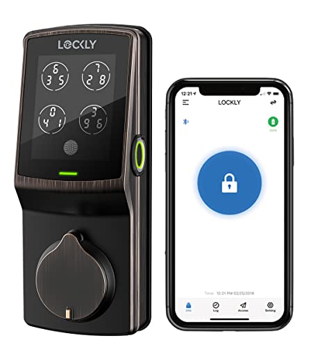 LOCKLY PGD728FVB Secure Plus Deadbolt - Bluetooth Smart Lock, Fingerprint Lock on Door, Touchscreen Keypad, App Control, Venetian Bronze