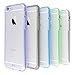 iPhone 6 Case, 5 Pack Ace Teah Ultra Thin Slim Crystal Clear PC Back Panel with Rubber Bumper Durable Bump Shock Protection Cover Transparent Case for iPhone 6 / 6s - Black, White, Purple, Blue, Green