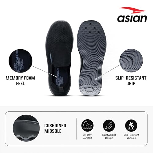 Image of ASIAN Men Wind PRO-08 Casual Wear and Walking Shoes Without Laces for Men & Boys with Upper Mesh Fabric - Lightweight, Comfortable, Breathable, and Perfect for Walking and Daily Use