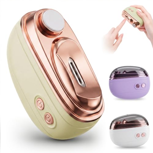 2-in-1 Smart Electric Nail Clipper and Polisher, Rechargeable Automatic Nail Trimmer Built-in LED Light, Anti-Pinch Safety Nail Grinder for Adults, Seniors (Yellow)