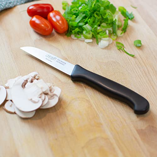 Foto von HEISO Schälmesser 4er Set - Scharfe Küchenmesser aus rostfreiem Stahl mit Kunststoffgriff - Gemüsemesser Made in Solingen“ - mit kostenlosem Nachschleifservice
