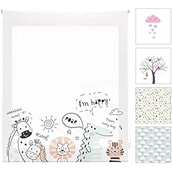 Estores Modernos Habitacion Blindecor Digital Infantil | Estor Enrollable Translúcido con Estampado Impresión Digital | Modelo Zoocool | 130 x 180 cm (ancho por alto) Tamaño de la Tela 127 x 175 cm | Estores para Ventanas