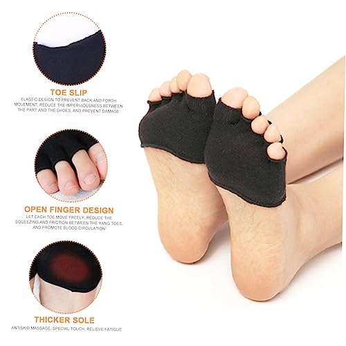 Image of 4 Pairs Peep Toe Socks for Women Five Toe Open Socks No Show Half Socks Breathable Forefoot Support Pads for Yoga Fitness Daily Wear