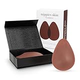 Nippies Teardrop Nipple Covers for Women with Travel Case, 20x Reusable Silicone Pasties with Gentle Lift - Skin-Safe Adhesive, Matte Finish, Hazelnut - For Strapless, Backless, Low-Cut Styles