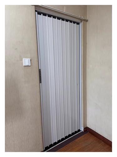 YLLFFLL 96 Inch Tall Customized Accordion Door with Lock & Top And Bottom Track, Large Commercial Aluminum Sliding Folding Door for Garage Outdoor Doorway, White Grey(White,24x96in/61x244cm)