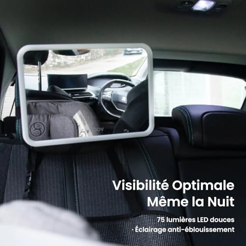Rétroviseur voiture bébé avec télécommande et base rotative à 360 degrés