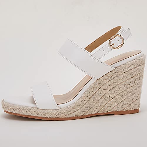 Image of VETASTE Womens Espadrille Wedge Sandals Heels Open Toe Platform High Heeled Ankle Strap Buckle Dress Wedges Shoes
