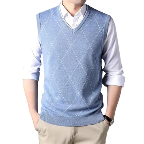 Suéter sin mangas para hombre cuello en V cómodo para vestir con ropa casual de otoño