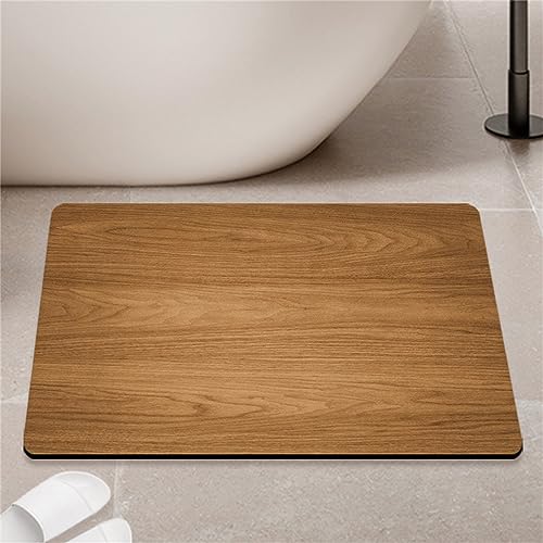 Tapis de Bain en Pierre de diatomite antidérapant Tapis de Sol à séchage Rapide Planche de Bois Texture Tapis de Douche à diatomées Douche extérieure Tapis de Bain absorbants