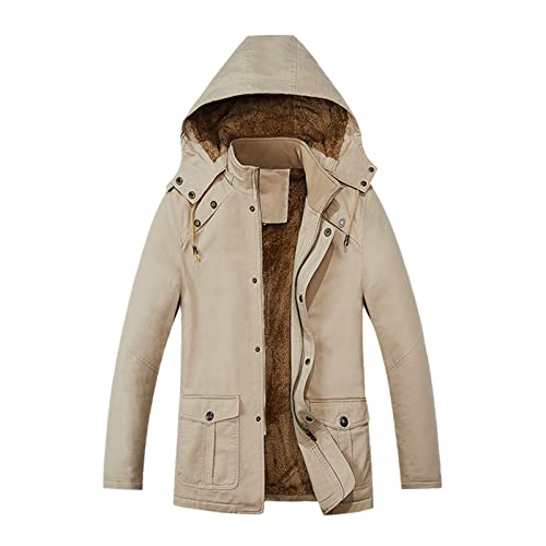 Parka d'hiver pour homme en coton kaki taille S avec manteau en fourrure épaisse