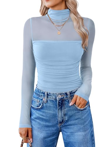 Avidlove Women Long Sleeve Bodysuit Turtle Neck Shapewear