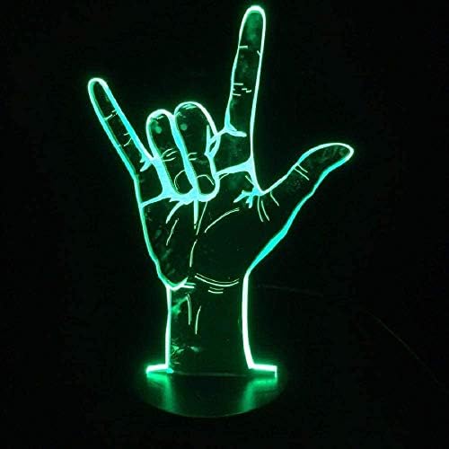 3D Illusion Lamp, Victory Middle Finger Night Light 7 Colors Touch Control USB Powered Party Decoration Lamp,3D Visual Lamp for Home Décor Xmas Birthday Gifts
