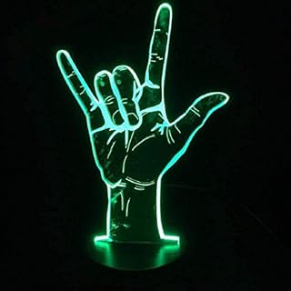 3D Illusion Lamp, Victory Middle Finger Night Light 7 Colors Touch Control USB Powered Party Decoration Lamp,3D Visual Lamp for Home Décor Xmas Birthday Gifts