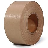 LLPT Kraft Paper Gummed Tape 1.97” x 110 Yards 1 Pack Reinforced Fiberglass Water Activated Kraft Tape Brown Packing Tape Heavy Duty for Mailing Shipping Sealing Boxes (PGB50110R01)