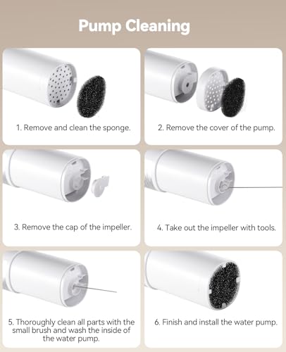 Image of 6 Pack Cordless Dog Water Replacement Filters & 6 Packs Pump Filters Sponges Compatible with Battery Operated Stainless Steel 8L Dog Water Fountain (FN-W18)