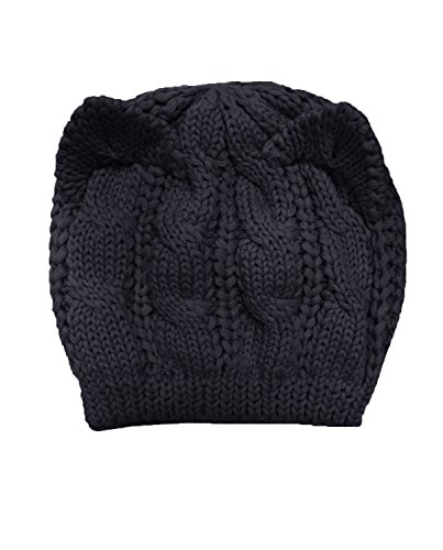 V28 B015FJ58CK Women Men Girls Boys Teens Cute Cat Ear Knit Cable Xmas Hat Cap Beanie Kittenear Black Medium thumb #1