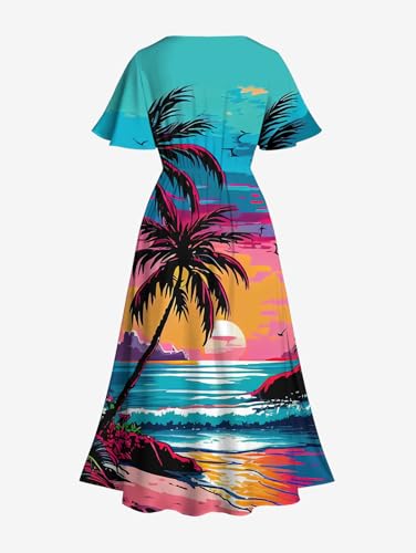 Image of Matchable Couple Hawaiian Sea Beach Starfish Turtle Shell Print Shirt or Plus Size Midi Split A Line Dress