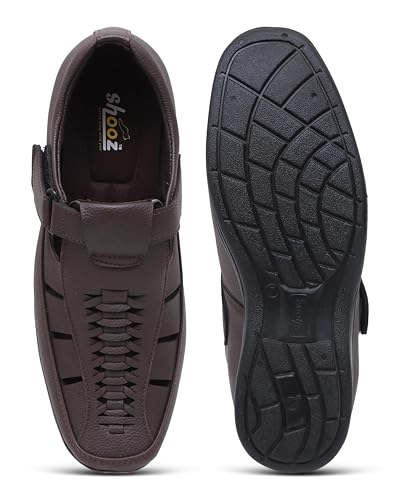 Image of Faux Leather Sandals for Men | Closed Fisherman Sandal