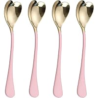 Set 10 Cucchiai A Forma Di Cuore In Acciaio Inossidabile - Cucchiaini Da Dessert, Caffè E Tè, 14,3 Cm, Eleganti E Anti-Ruggine