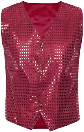 Foweknow Gilet de costume à paillettes pour homme - Tenue de fête disco des années 70 et 80 - Métallique brillant - Costume de carnaval - Pour mariage, fête, bal de fin Foweknow Gilet de costume à paillettes pour homme - Tenue de fête disco des années 70 et 80 - Métallique brillant - Costume de carnaval - Pour mariage, fête, bal de fin